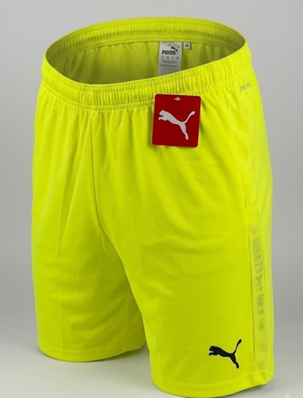 New Men's PUMA teamGOAL 23 Knit Soccer Shorts Fluorescent Yellow Size Large